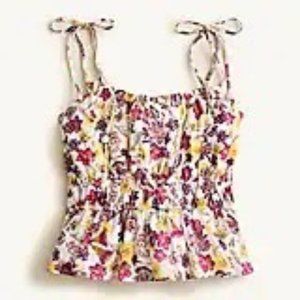 J Crew Ruffle tie-shoulder tank top in summer garden floral